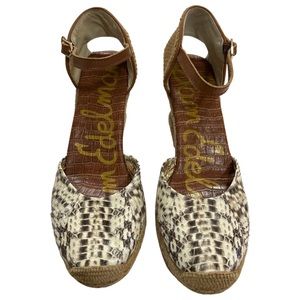 Sam Edelman Snakeskin Print Leather Harmony Wedge Sandal - GUC
